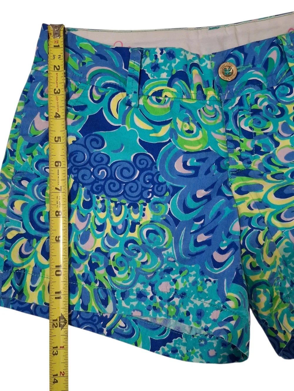 Lilly Pulitzer Callahan Lilly's Lagoon Print Flat Front Low Rise Shorts Size 0